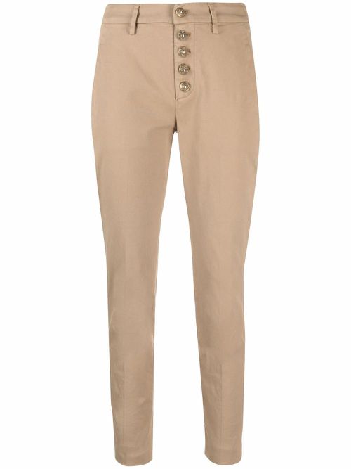Cropped skinny-fit trousers - Neutrals
