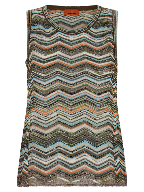 Metallic Chevron Knit Tank Top — Multicolor