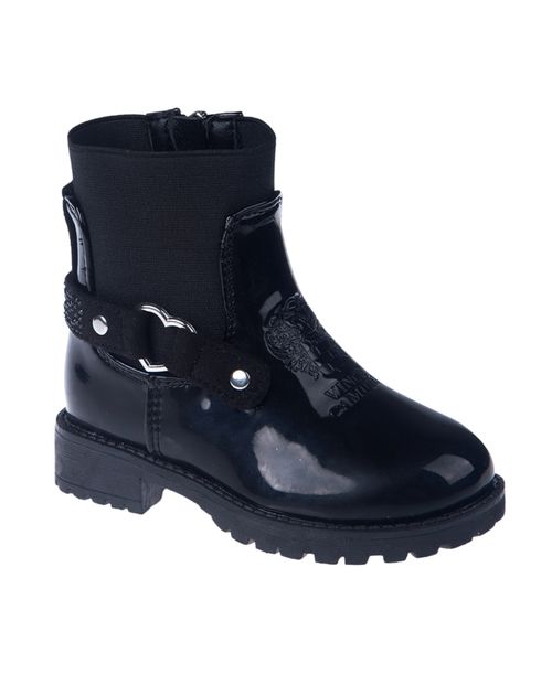 Toddler Girls Elastic with Rhinestones On Strap Boot - Black