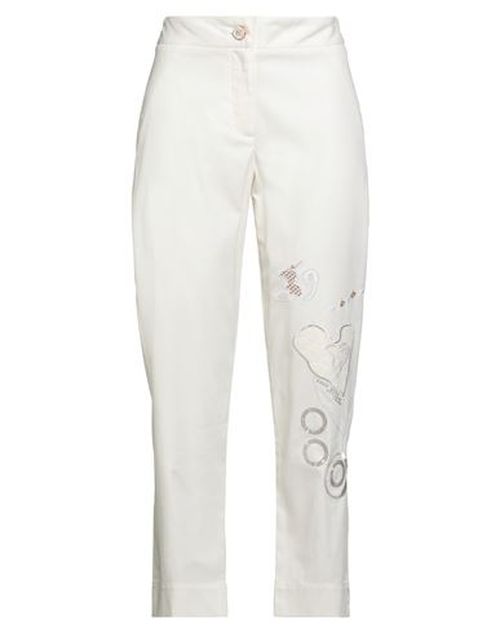 Woman Pants Off white Size S Cotton, Elastane