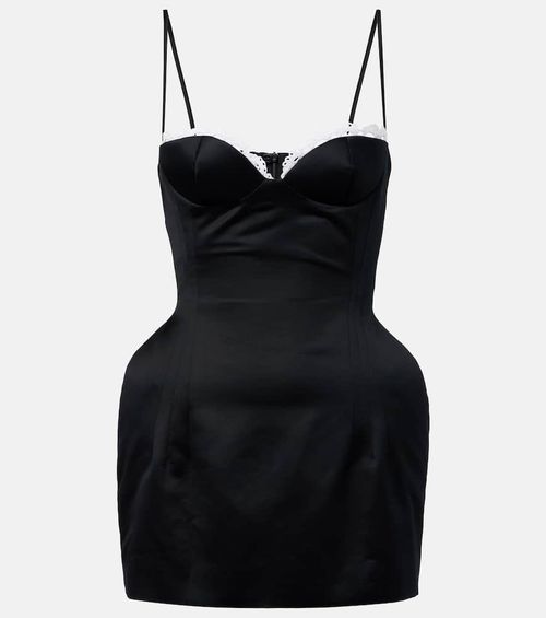 Crochet-trimmed cotton bustier dress