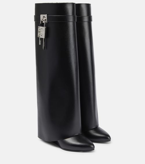 Shark Lock leather knee-high boots