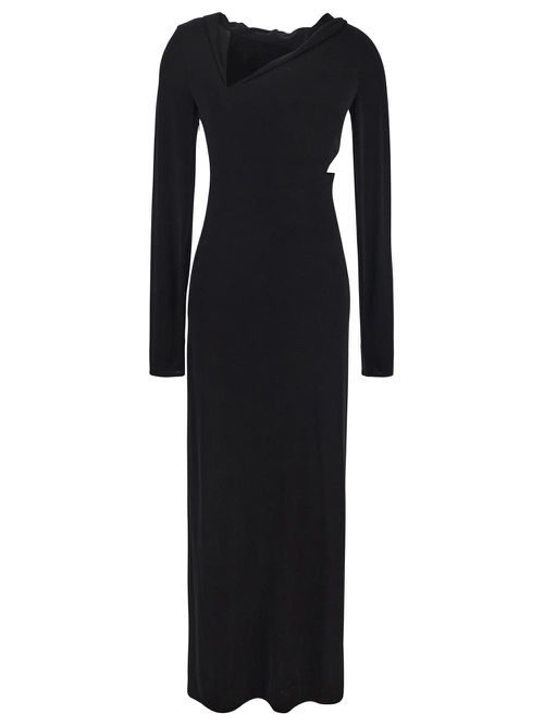Slashed Hoodie Long Dress