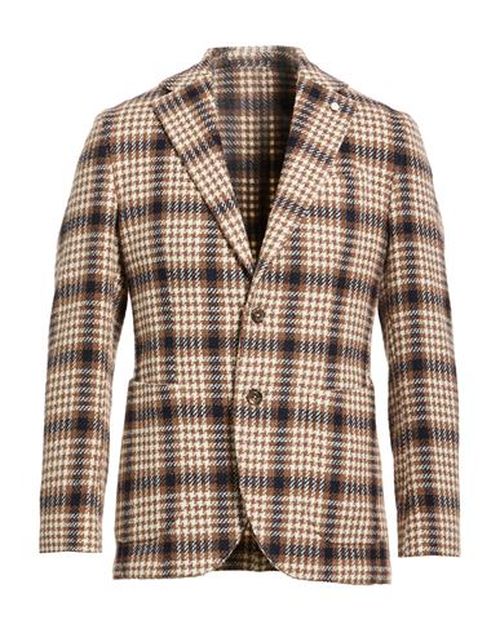 Man Blazer Light brown Size 44 Wool, Polyester, Cotton