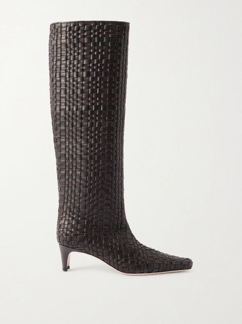 Wally Woven Leather Knee Boots - Brown