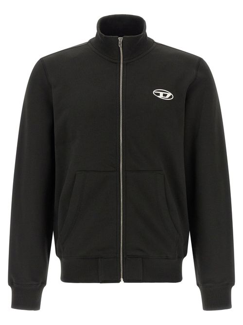 Logo-Embroidered Brushed Cotton Sweatshirt — Black