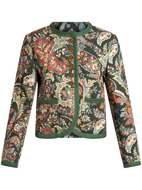 Paisley-print cropped jacket - Green