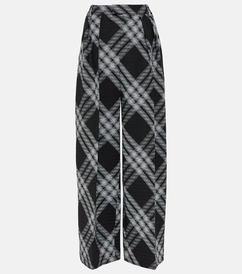 Checked wool wide-leg pants