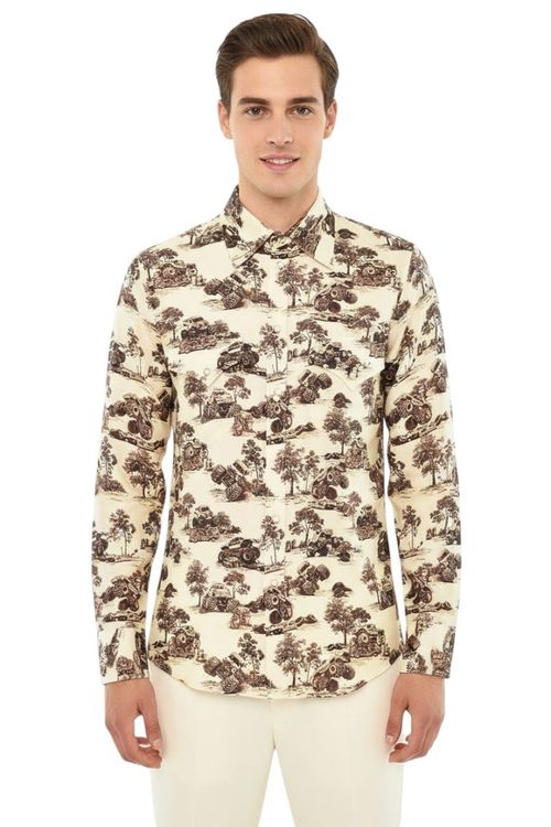 Beige Relaxed Graphic Shirt