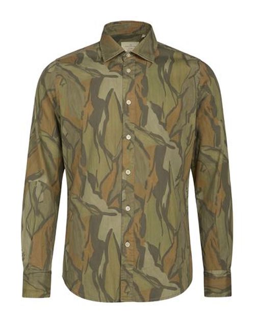 Man Shirt Military green Size 15 ¾ Cotton, Elastane