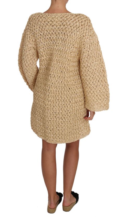 Crochet Knitted Viscose Cardigan — Beige