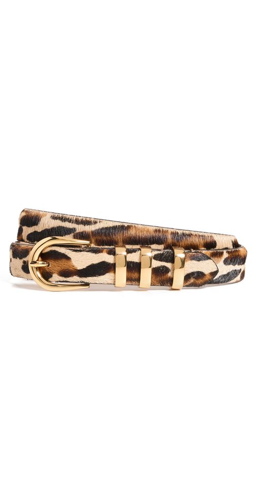 Kad Calf Hair Belt Leopard Gold