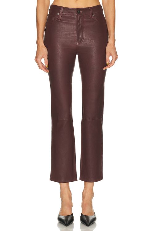 FRAME Leather Reboot Crop Pant in Wine
