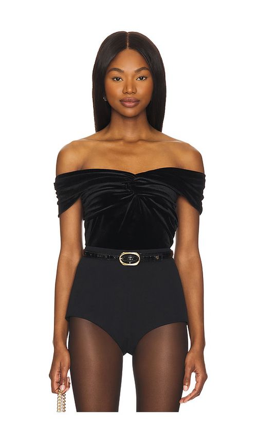 Good American OBERTEIL VELVET OFF SHOULDER in Black. Größe S. Also in 2X, 3X, 4X, 5X, L