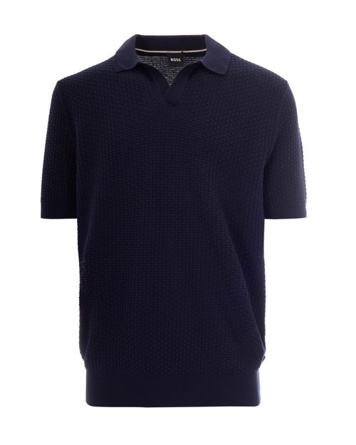 Blue Solid Shirt Collar Polo