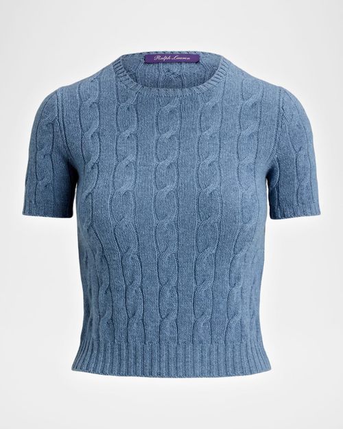 Cashmere Short-Sleeve Crewneck Sweater