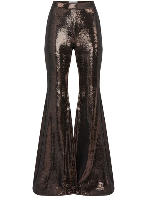 Sequin-embellished flared trousers - Brown