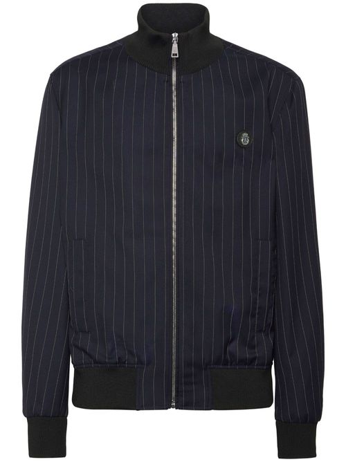 Wool pinstripe bomber jacket - Blue