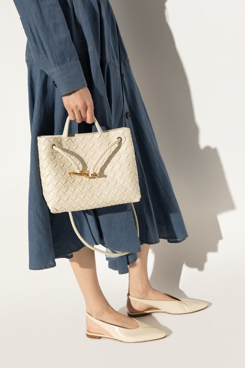 Bottega Veneta Handbag Andiamo Small, Women's, Cream