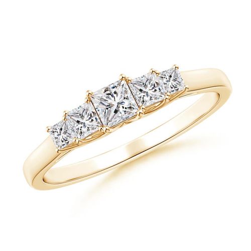 Angara 0.46 Carat Graduated Princess-Cut Trellis Diamond Five Stone Ring in 14K Yellow Gold