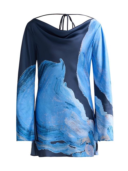 Women's Alis Abstract-Print Satin Minidress - Petrol Bloom