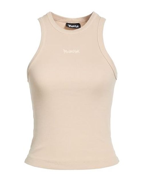 Woman Tank top Beige Size L Cotton, Elastane