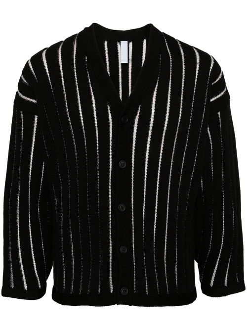 Louver rib-knit cardigan - Black