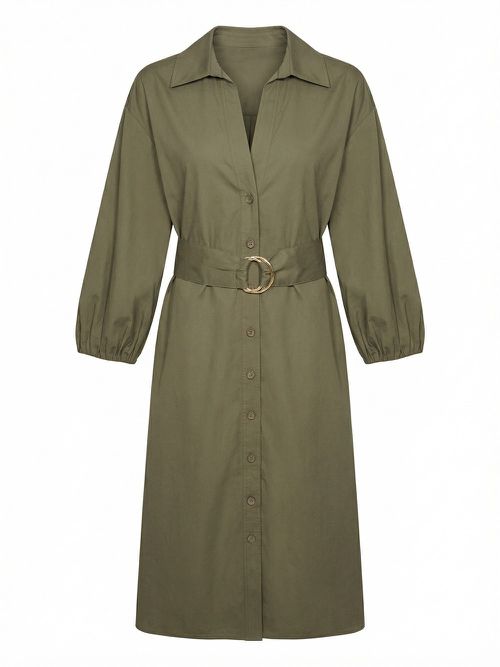 Midi Chemisier Dress With Belt