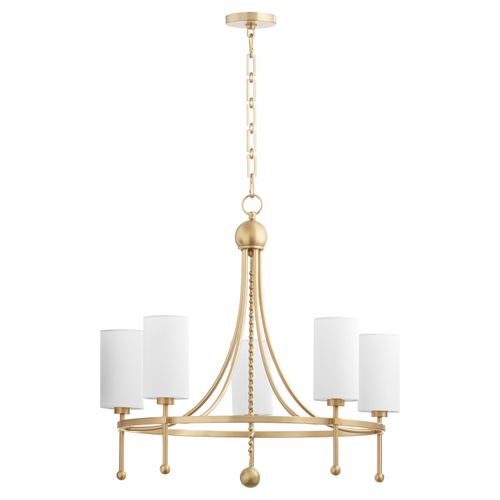 Aged Brass Five Light Chandelier from the Lee Boulevard Collection