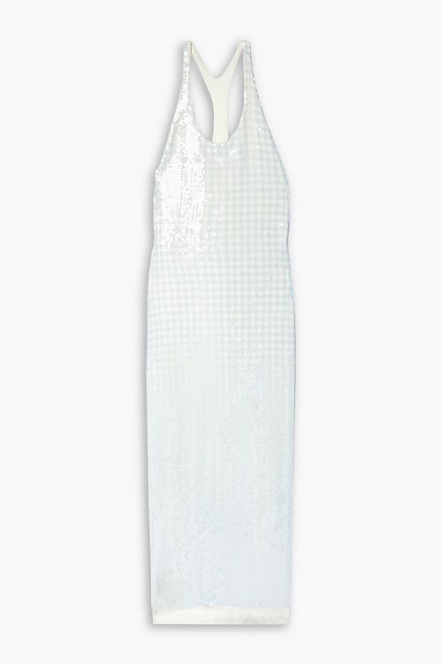 The Liquid checked sequined tulle maxi dress