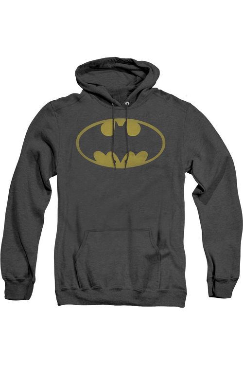 Batman Washed Bat Logo Adult Heather Hoodie / Hooded Sweatshirt