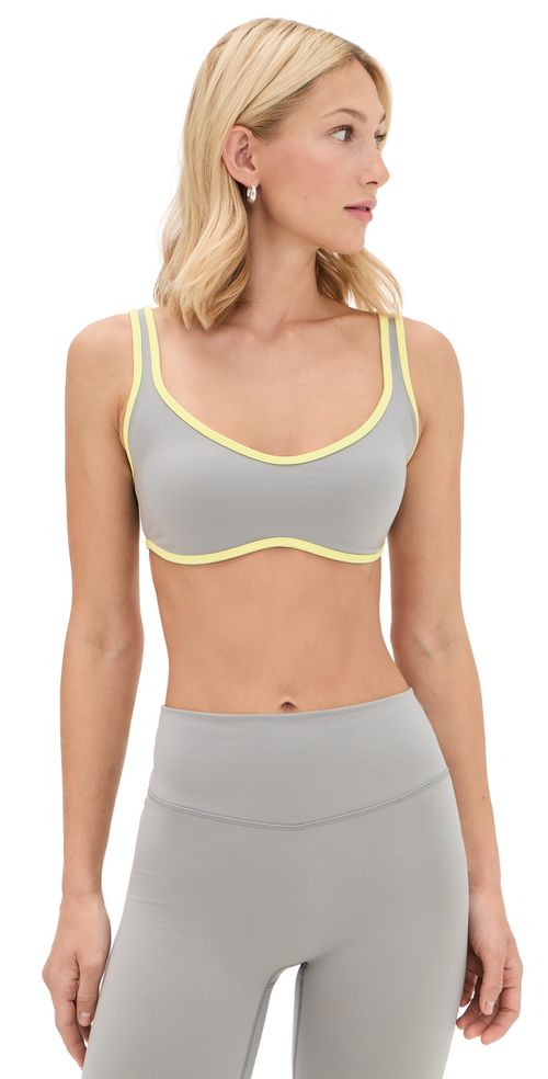 Curved Hem Bra Slate/Lemon