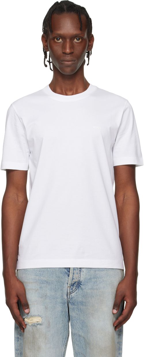 White Logo Detail Cotton-Jersey T-shirt