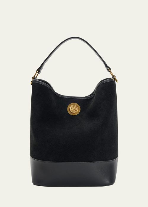 North-South Suede Bucket Bag