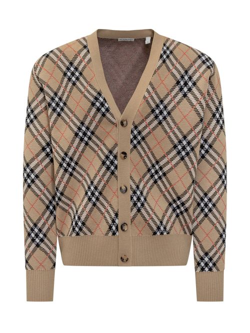 Sand Check Knit Cardigan