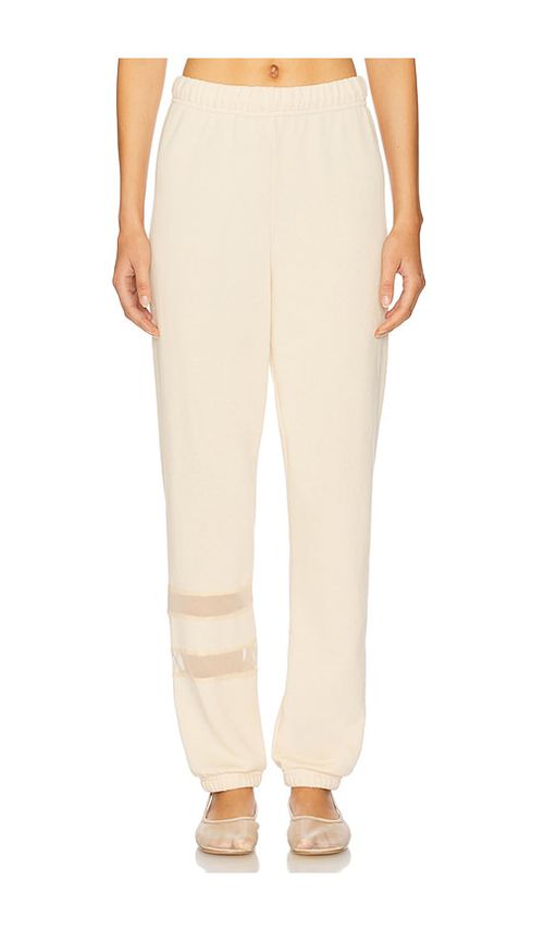Michael Lauren Setton Mesh Contrast Pant in Nude.  XL. Also in L, M
