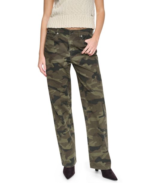 Women's Mid-Rise Relaxed Straight Camo Print Jeans - City Camo Olivenite