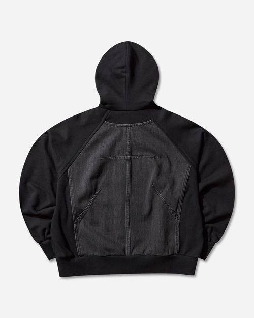 Women s Denim and Cotton Zip Hoodie Black