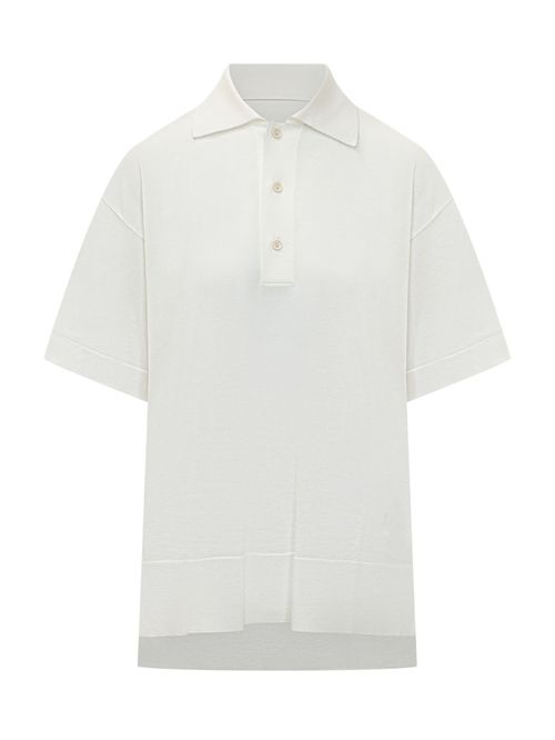 White Solid Shirt Collar Polo