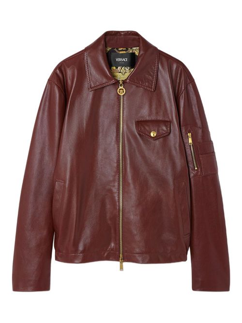 Biker-style leather jacket - Brown