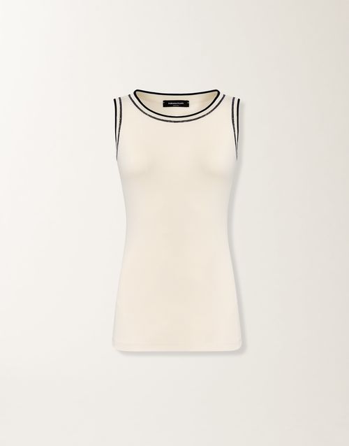 Jersey tank top in butter and midnight blue