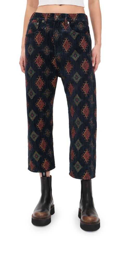 Tailored Drop Jeans Navy Blue Jacquard
