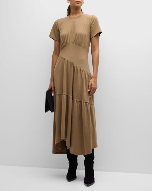 Short-Sleeve Gathered Maxi Dress