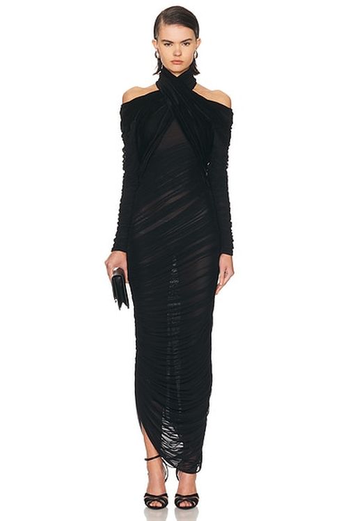 Mugler Long Sleeve Dress in Black - Black. 34 also