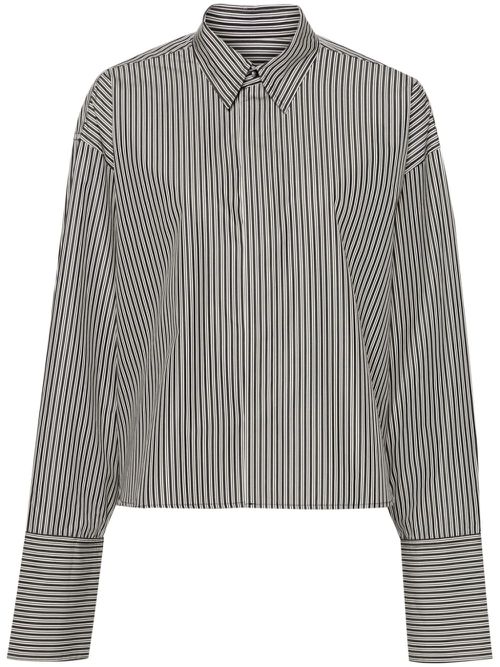 Striped cropped cotton shirt - Black