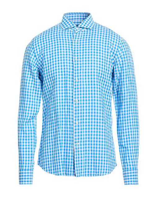 Man Shirt Azure Size 16 ½ Cotton, Linen