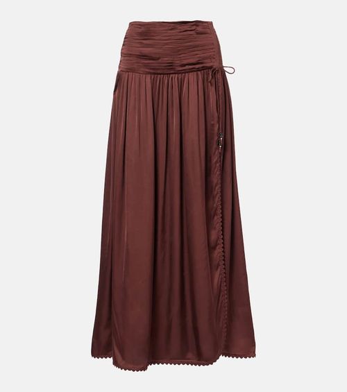 Carla pleated satin maxi skirt