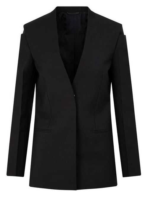 Collarless single-breasted jacket - Black