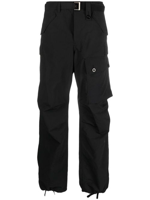 Straight-leg cargo trousers - Black
