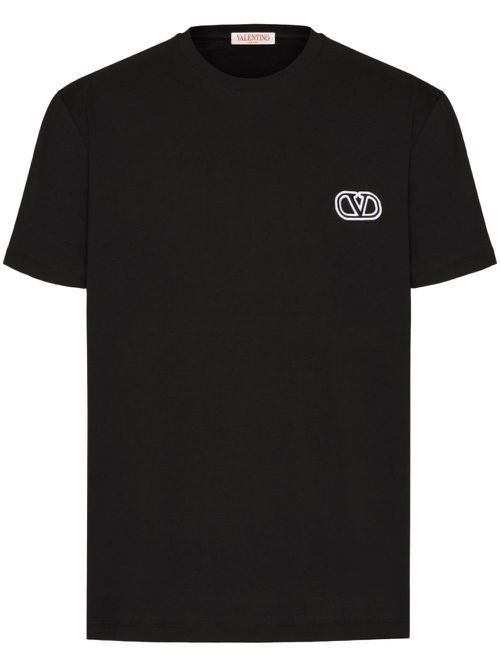 VLogo Signature-embroidered T-shirt - Black